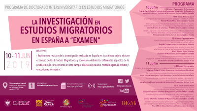 Cartel "La investigación en Estudios Migratorios en España a "examen""