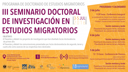 Cartel "III Seminario Doctoral de Investigación en Estudios Migratorios"
