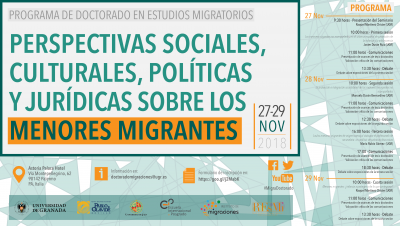 Cartel "Perspectivas sociales, culturales, políticas y jurídicas sobre los menores migrantes"