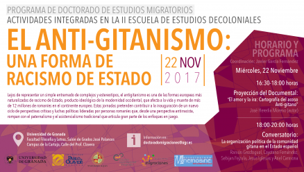 Cartel "El anti-gitanismo: una forma de racismo de Estado"