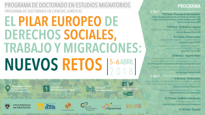 cartel "El Pilar Europeo de Derechos Sociales, Trabajo y Migraciones: Nuevos Retos"